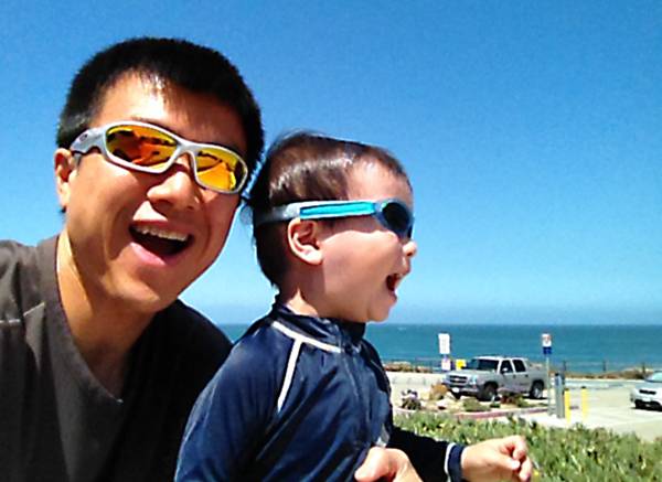 Simon and Ethan at the beach