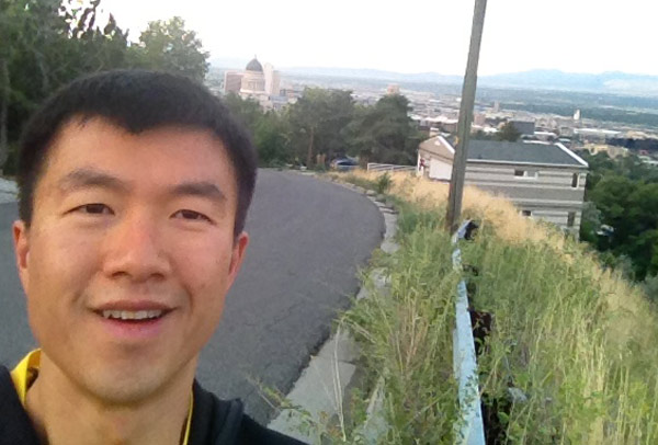 Early morning hill runs up Salt Lake City. you can see the state capitol to the left